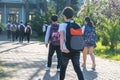 Group of kids going to school, education