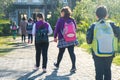 Group of kids going to school, education