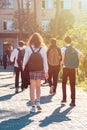 Group of kids going to school together, back to school