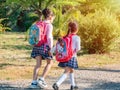 Group of kids going to school together, back to school Royalty Free Stock Photo