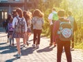 Group of kids going to school together, back to school