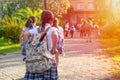 Group of kids going to school together, back to school Royalty Free Stock Photo