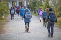 Group of kids going to school together, back to school Royalty Free Stock Photo