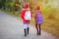 Group of kids going to school together, back to school Royalty Free Stock Photo