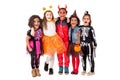 Group of kids in Halloween costumes Royalty Free Stock Photo