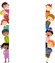 Group of kids having fun and banner Royalty Free Stock Photo