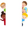 Group of kids having fun and banner Royalty Free Stock Photo