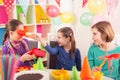 Group of kids having fun at birthday party Royalty Free Stock Photo