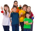 Group of Kids holding chemical flasks