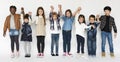Group of Kids Holding Hands Face Expression Happiness Smiling on Royalty Free Stock Photo
