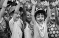 Group of kids school field trips learning outdoors active smilin Royalty Free Stock Photo