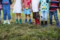 Group of kids school field trips learning outdoors botanic park Royalty Free Stock Photo