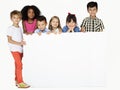 Group of Kids Showing Copyspace Board