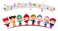 Group of kids singing Royalty Free Stock Photo