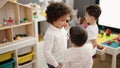 Group of kids students dancing at kindergarten Royalty Free Stock Photo
