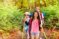 Portrait of kids hiking as class group in forest Royalty Free Stock Photo