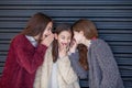 Group kids whispering secrets Royalty Free Stock Photo