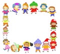 Group of kids on winter Royalty Free Stock Photo