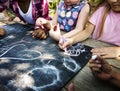 Group of kindergarten kids friends drawing art class outdoors Royalty Free Stock Photo