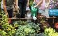 Group of kindergarten kids learning gardening outdoors