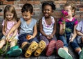 Group of kindergarten kids little farmers learning gardening Royalty Free Stock Photo