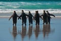 Group of King Penguins on the Beach