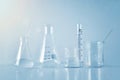 Group of laboratory glassware on table, Symbolic of science. Royalty Free Stock Photo