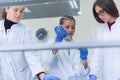 Group of  Laboratory scientists working at lab with test tubes, test or research in clinical laboratory.Science, chemistry, Royalty Free Stock Photo