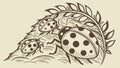 A Group of Ladybugs on a Leaf. Cute Insect Vector Illustration. vector design Generative AI Royalty Free Stock Photo