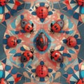 A group of ladybugs on a mosaic pattern Royalty Free Stock Photo