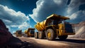Large quarry dump trucks in coal mine. Mining equipment for the transportation of minerals. Royalty Free Stock Photo