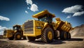 Large quarry dump trucks in coal mine. Mining equipment for the transportation of minerals. Royalty Free Stock Photo