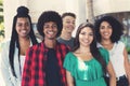 Group of latin american and african and hispanic young adults Royalty Free Stock Photo