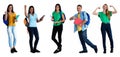 Group of 5 latin american and caucasian male and female students Royalty Free Stock Photo