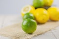 Group of lemons and limes. Royalty Free Stock Photo