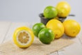 Group of lemons and limes. Royalty Free Stock Photo