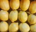 Group of Lemons in The Wooden Box Royalty Free Stock Photo