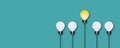 Group light bulb on a blue background, Ideas inspiration concepts of business.