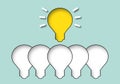 Group light bulb on a pastel background, Ideas inspiration concepts of business leadership or goal to success.