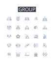 Group line icons collection. Pair, Crowd, Team, Class, Bunch, Company, Squad vector and linear illustration. Gang,Posse