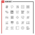 Group of 25 Lines Signs and Symbols for amplifier, illustration, chat, draw, create