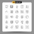 25 Universal Line Signs Symbols of android, smart phone, pocket, phone, ice Royalty Free Stock Photo