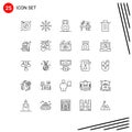 Group of 25 Lines Signs and Symbols for garbage, been, financial, basket, office Royalty Free Stock Photo