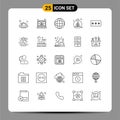 Group of 25 Lines Signs and Symbols for key, spring, user, plant, growing