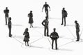 Group of Linked people figurines. Members connected with each other Royalty Free Stock Photo