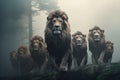 Group lions in nature, AI Generative