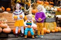 Kids having fun at pumpkin patch Royalty Free Stock Photo