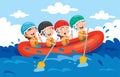 Group Of Little Children Rafting