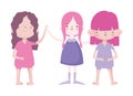 Group little girls friends cartoon character
