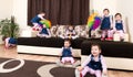 Group of little playful active child